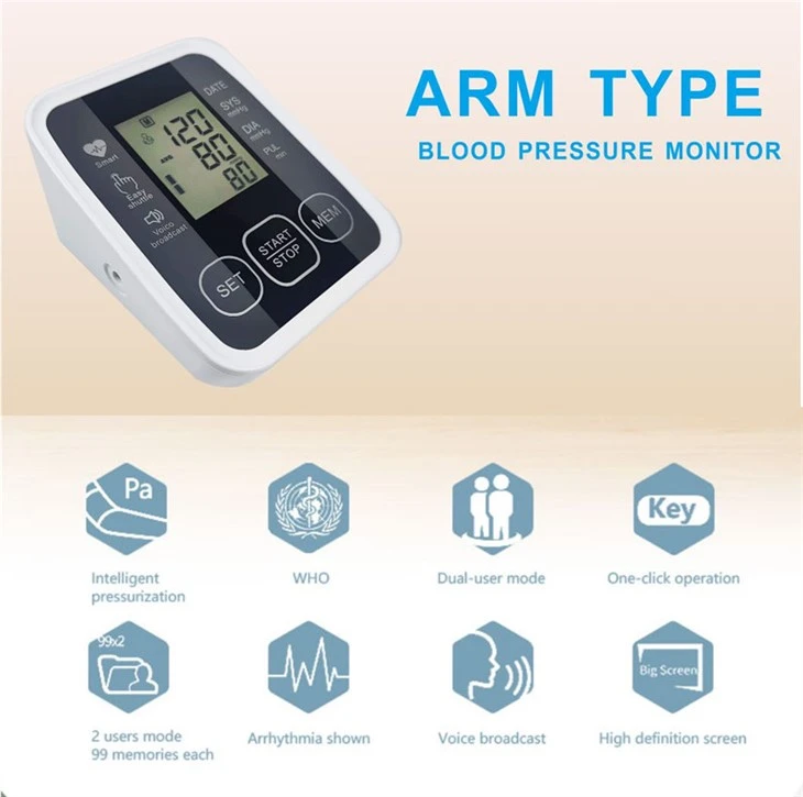 Blood Pressure Monitor With Heart Beat Pulse Meter